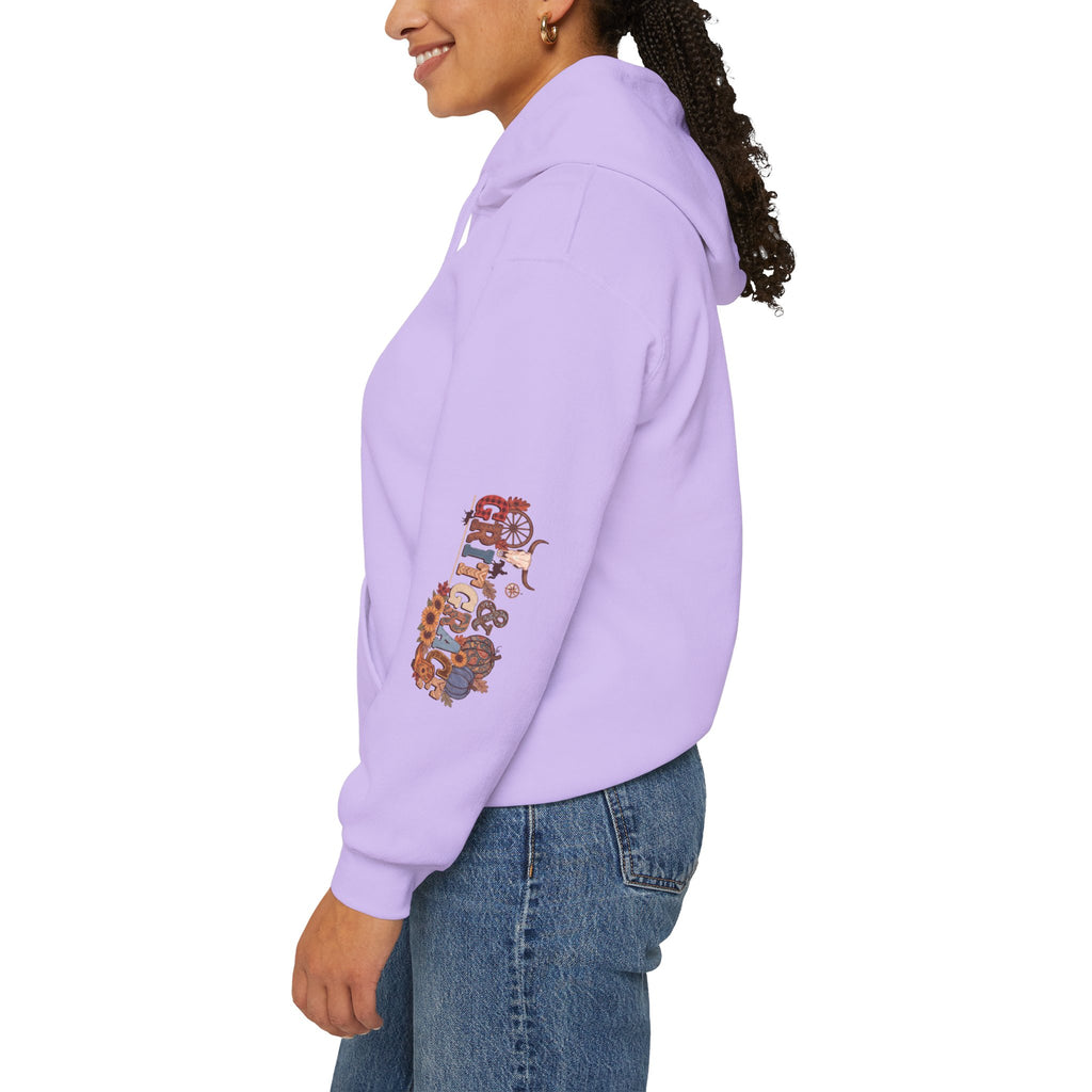 Country Roots Hoodie — "Grit & Grace" Floral Western Sweatshirt