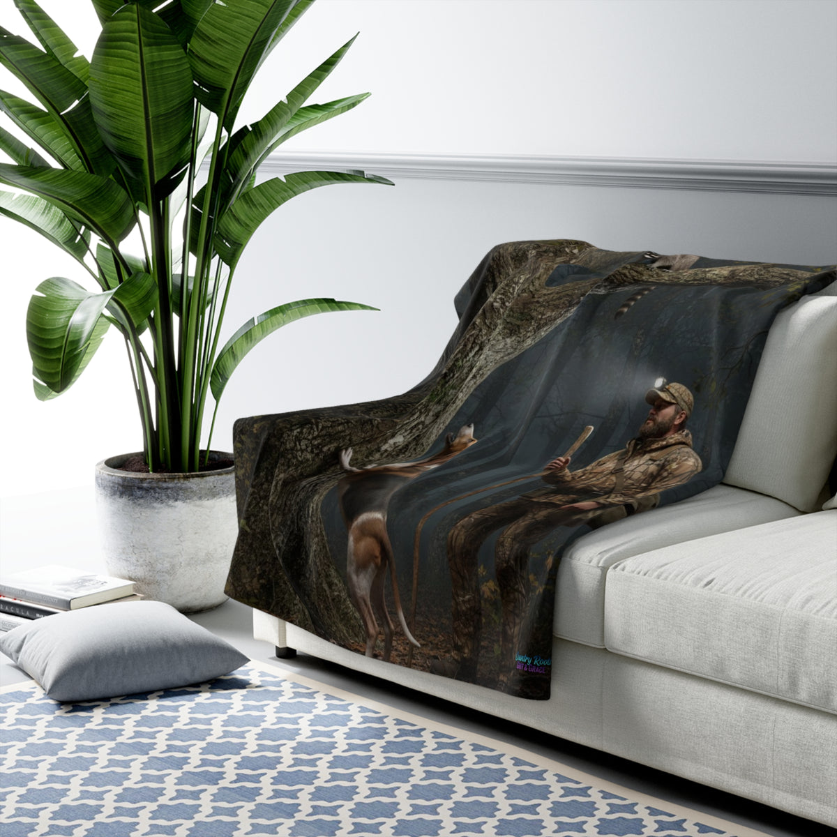 Hunter and Hound Sherpa Blanket — Camouflage Outdoorsman Throw