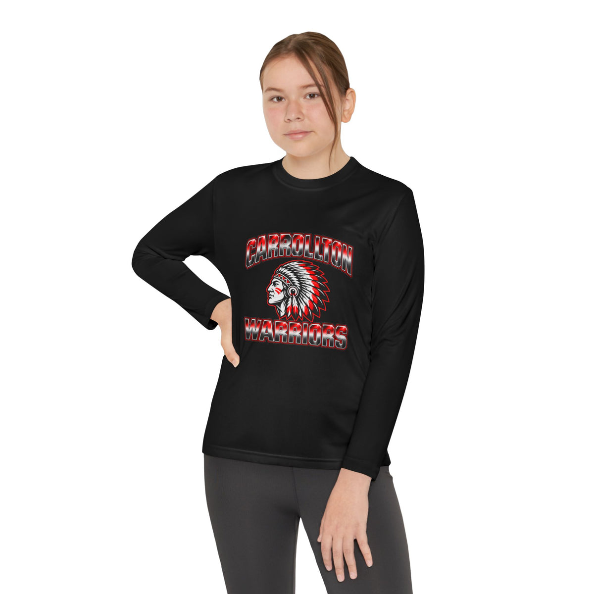 Youth Long Sleeve Tee - Carrollton Warriors Logo