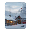 Sherpa Blanket - Cozy Winter Cabin Scene Holiday Throw