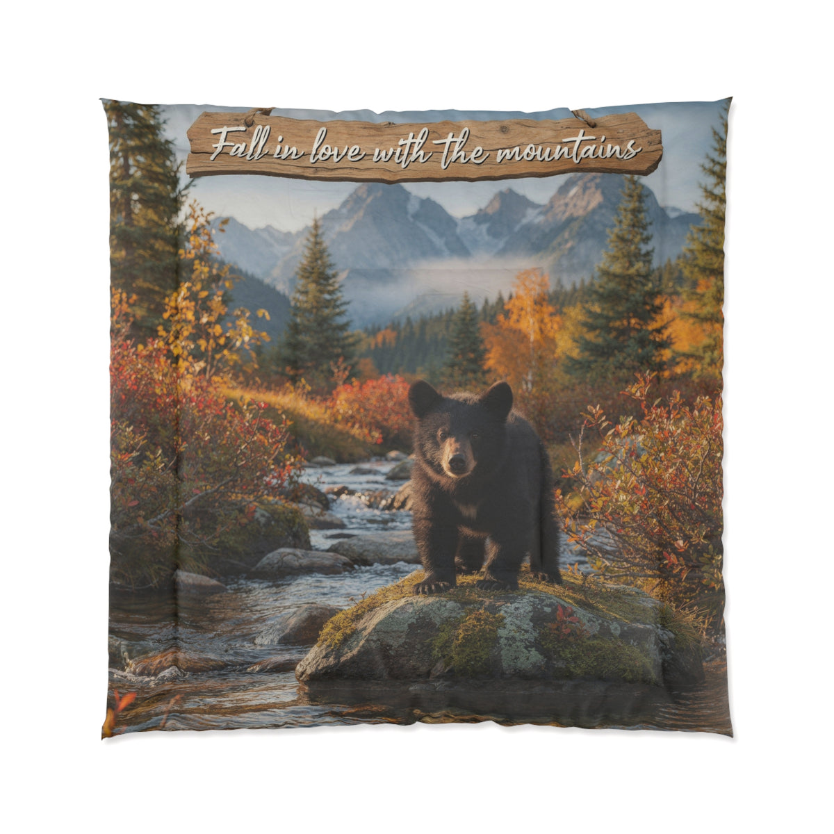 Bear in the Mountains Comforter — "Fall in love with the mountains" Scenic Wildlife Bedding