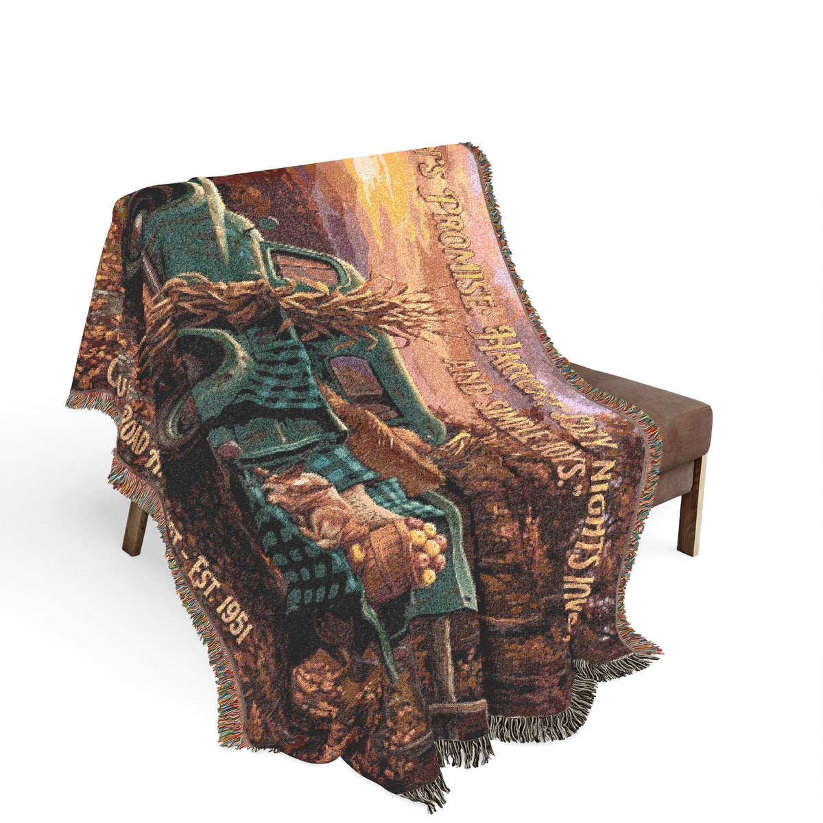 Vintage Truck Woven Blanket – Rustic Sunset Farmhouse Throw