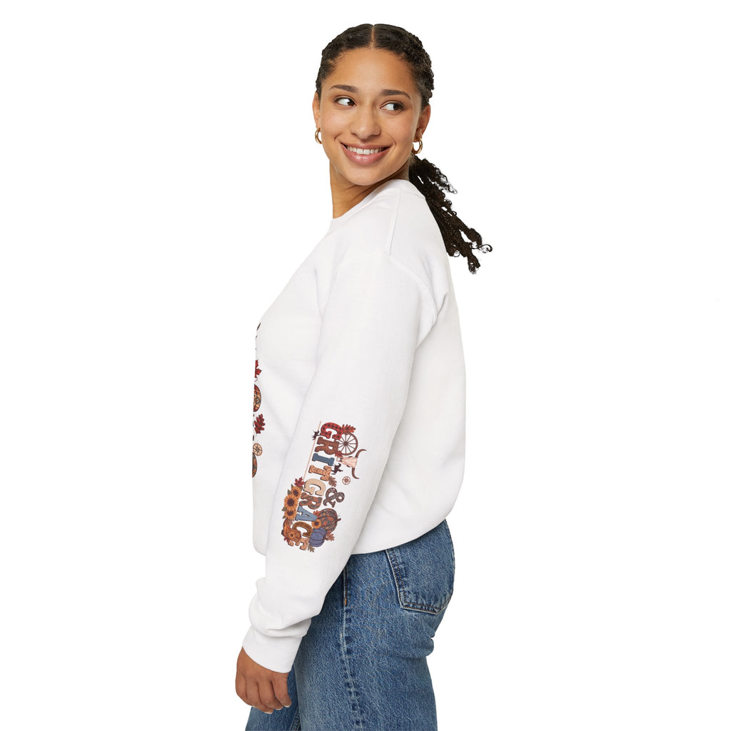 Country Roots Crewneck Sweatshirt — "Grit & Grace" Rustic Pumpkin Fall Design