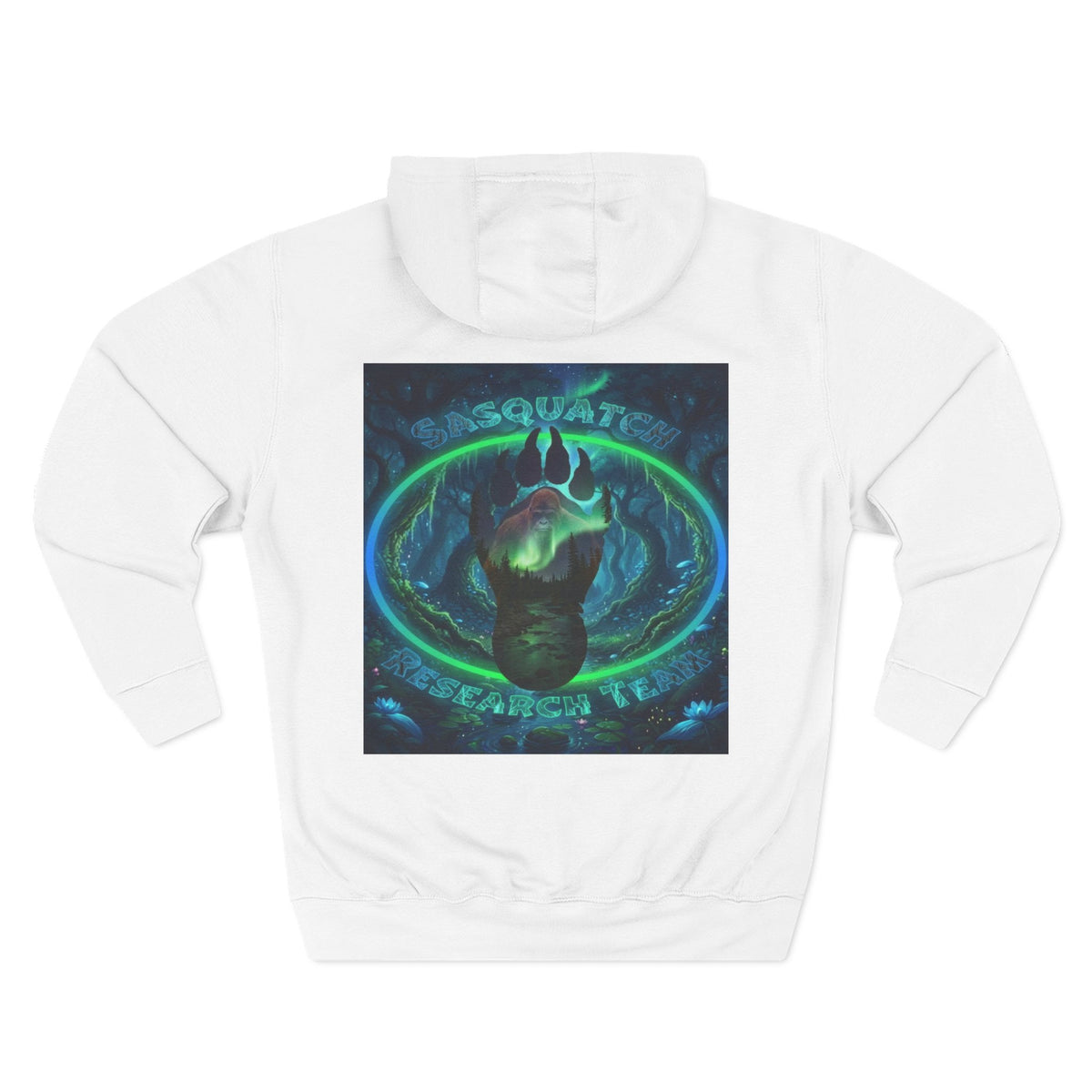 Sasquatch Research Team Hoodie — Cryptid Paw Logo Fleece Pullover