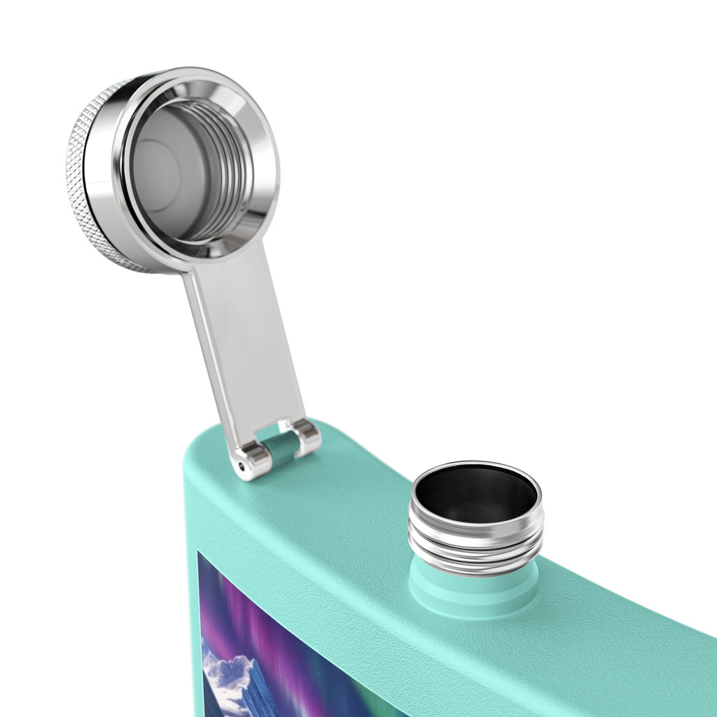 Wolf Family 6oz Stainless Steel Flask — Aurora Night Pocket Flask