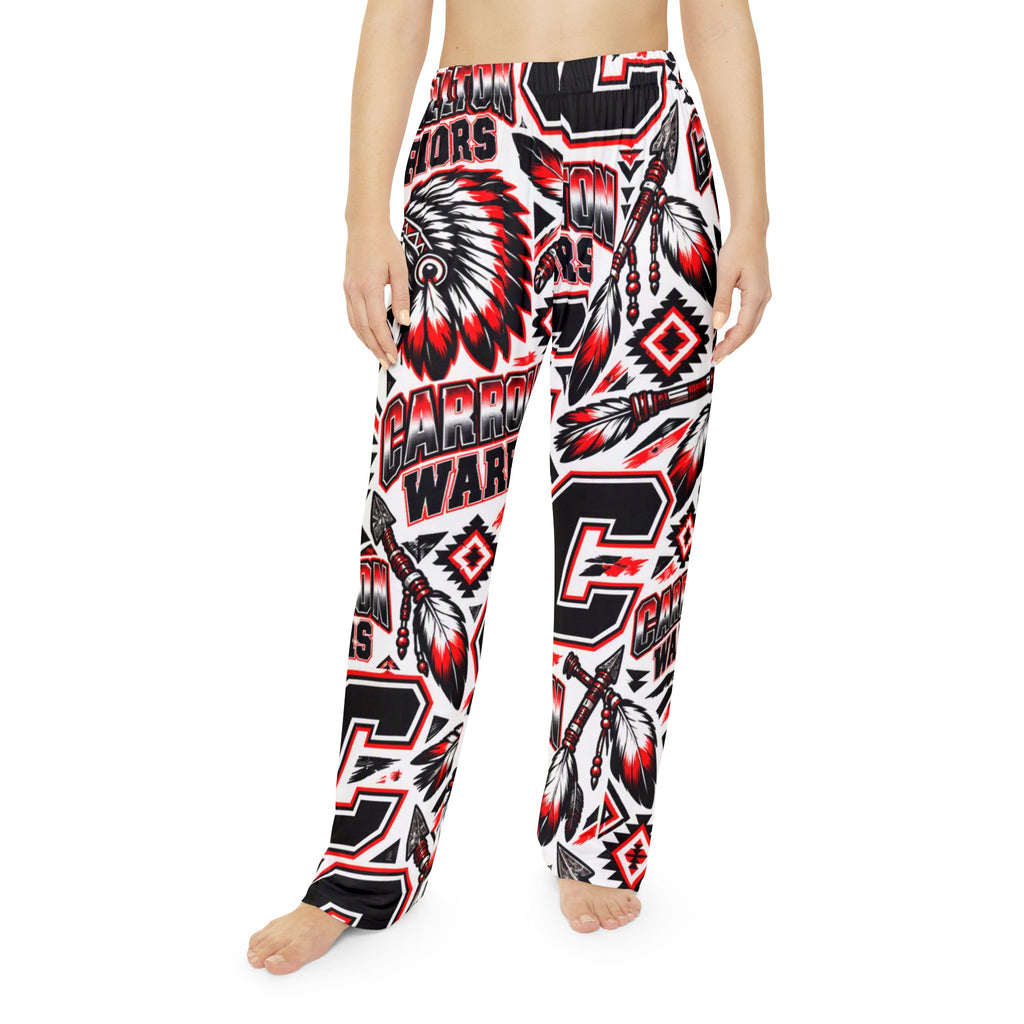 Women's Carrollton Warriors Pajama Pants-Red, White, Black