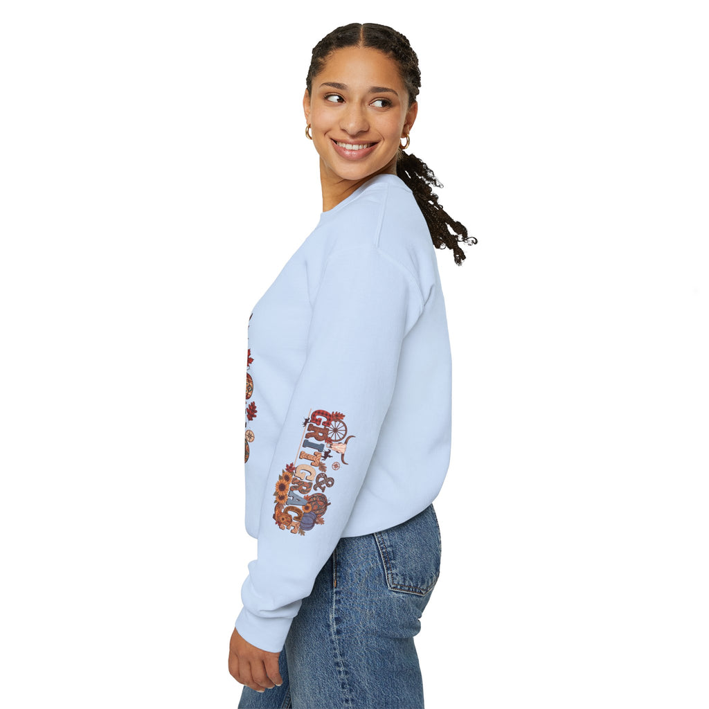 Country Roots Crewneck Sweatshirt — "Grit & Grace" Rustic Pumpkin Fall Design