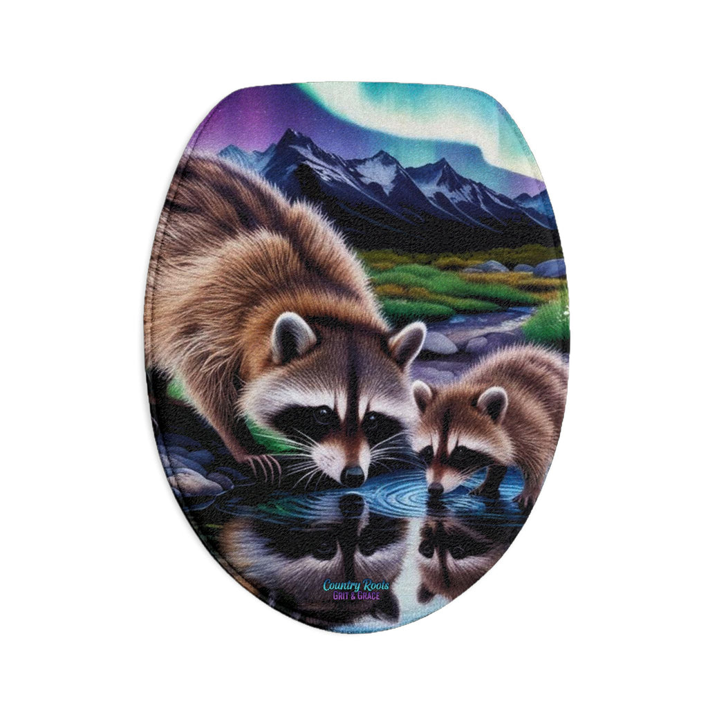 Raccoon Family Bath Mat Set – 3-Piece Bathroom Rug with Nature Reflection Design