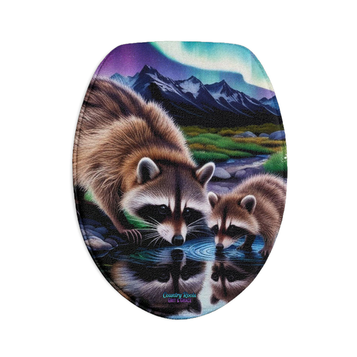 Raccoon Family Bath Mat Set – 3-Piece Bathroom Rug with Nature Reflection Design