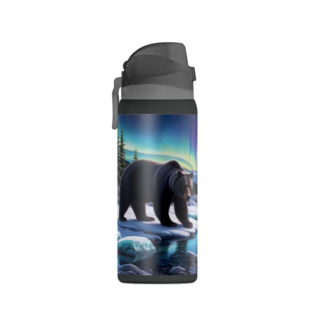 32oz Insulated Water Bottle — Northern Lights Bear Scene