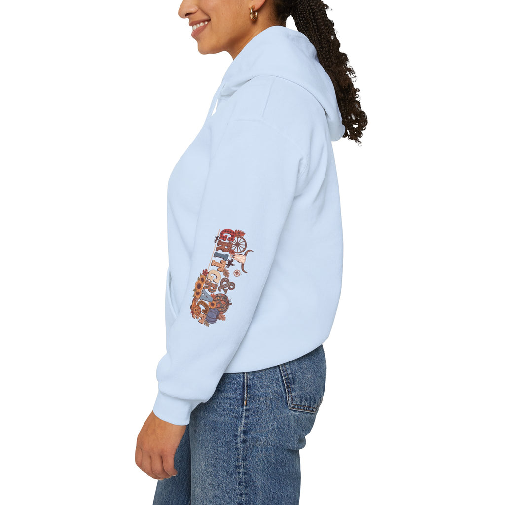Country Roots Hoodie — "Grit & Grace" Floral Western Sweatshirt
