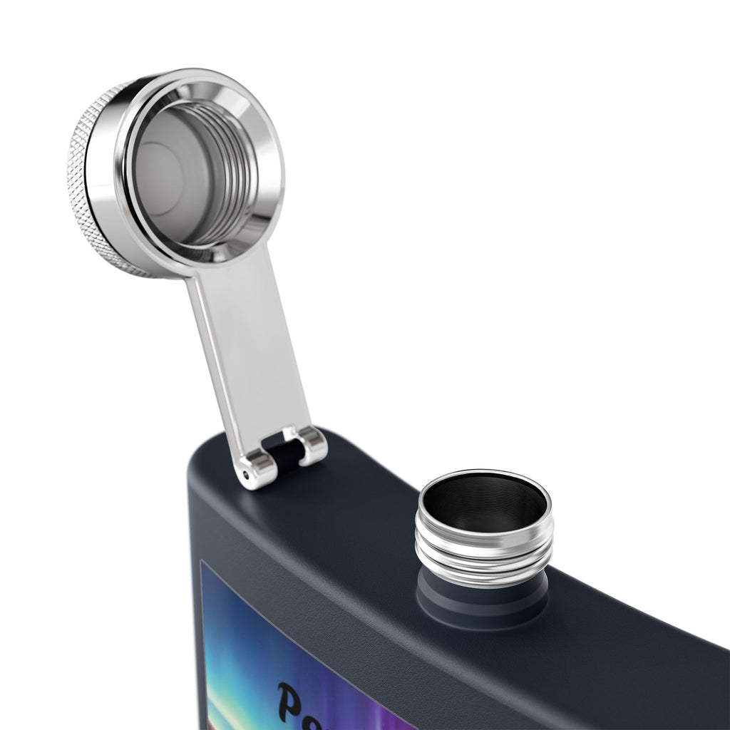 Personalized Northern Lights Bear Flask — 6oz Stainless Steel Hip Flask