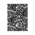 Warriors Native-Inspired Black and White Velveteen Microfiber Blanket