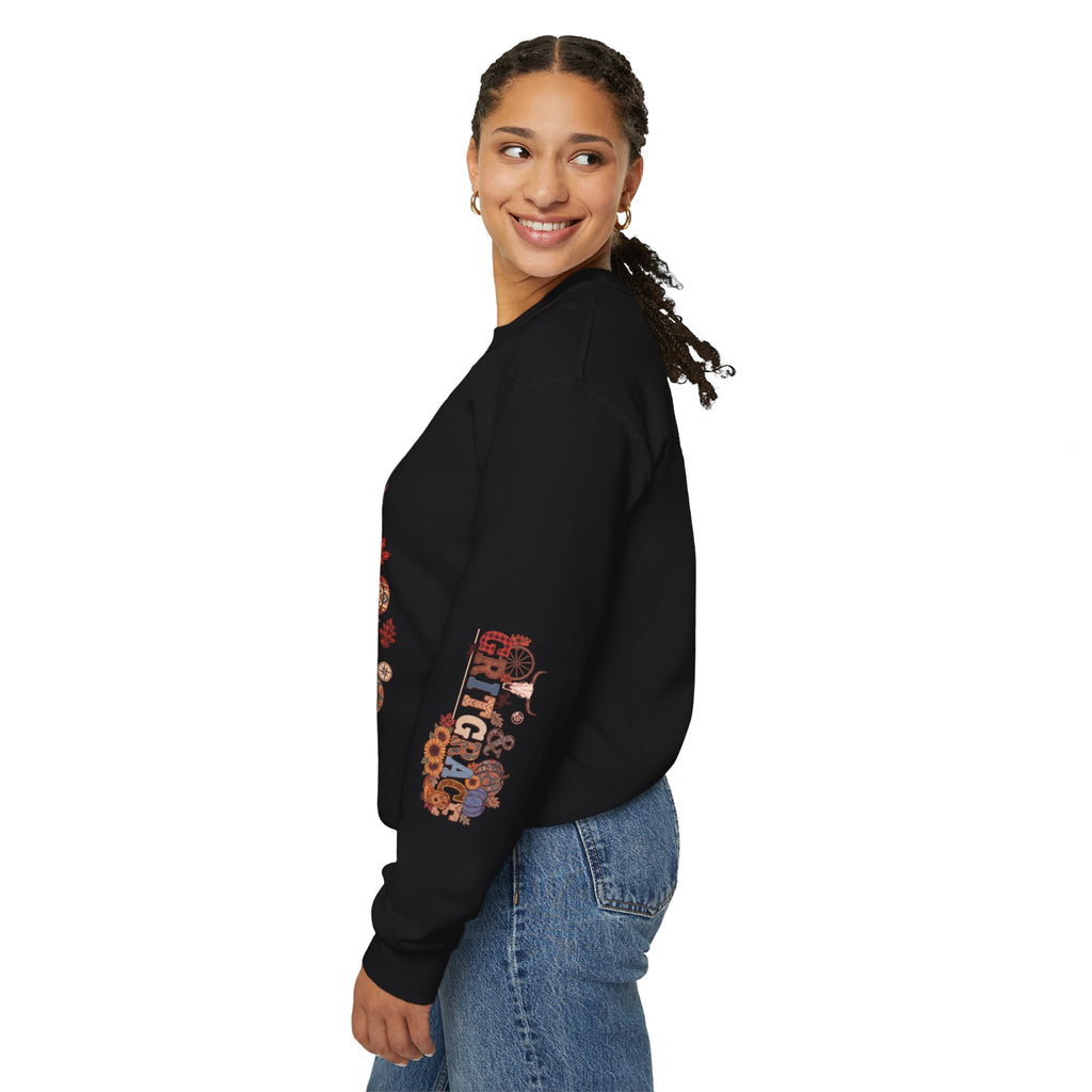 Country Roots Crewneck Sweatshirt — "Grit & Grace" Rustic Pumpkin Fall Design