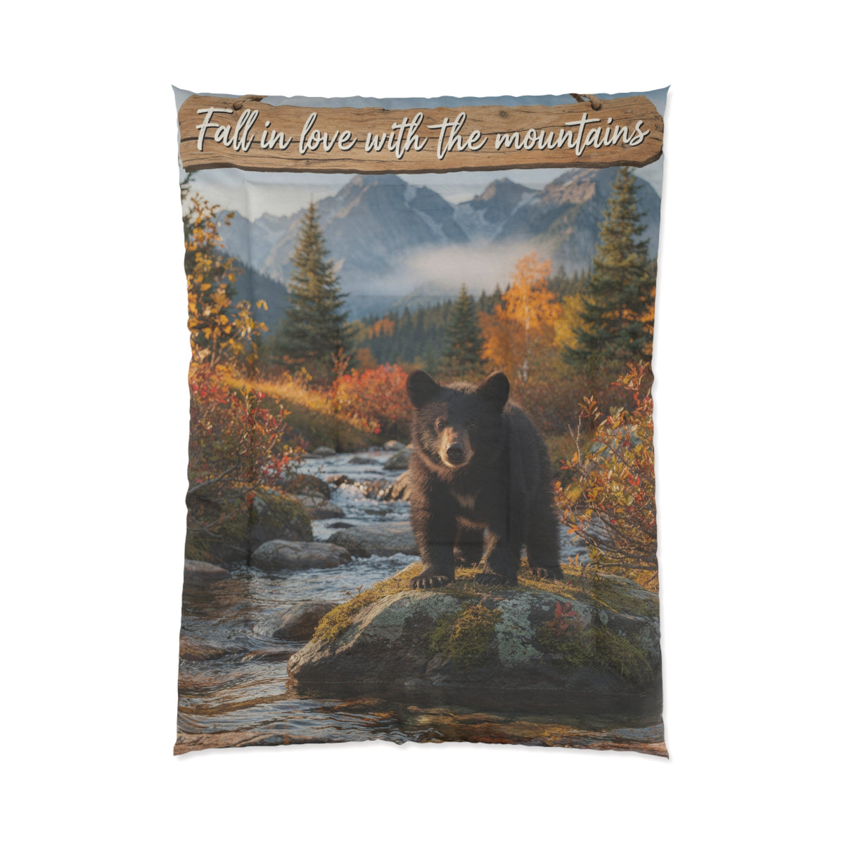 Bear in the Mountains Comforter — "Fall in love with the mountains" Scenic Wildlife Bedding