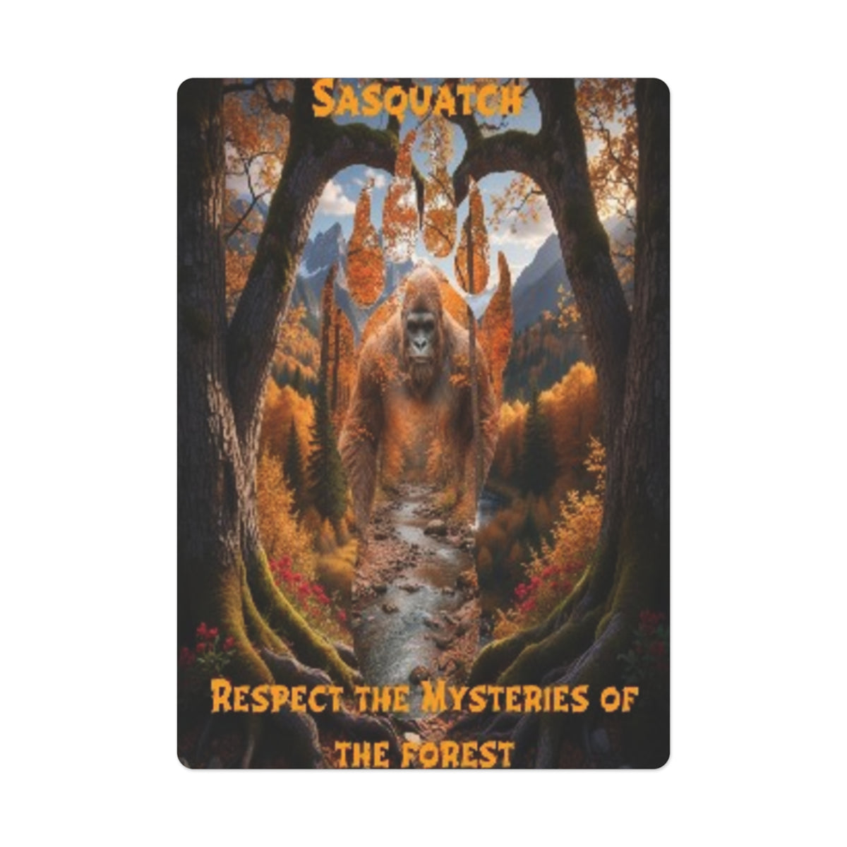 Sasquatch/Bigfoot Fall Poker Cards "Respect the Mysteries of the Forest"