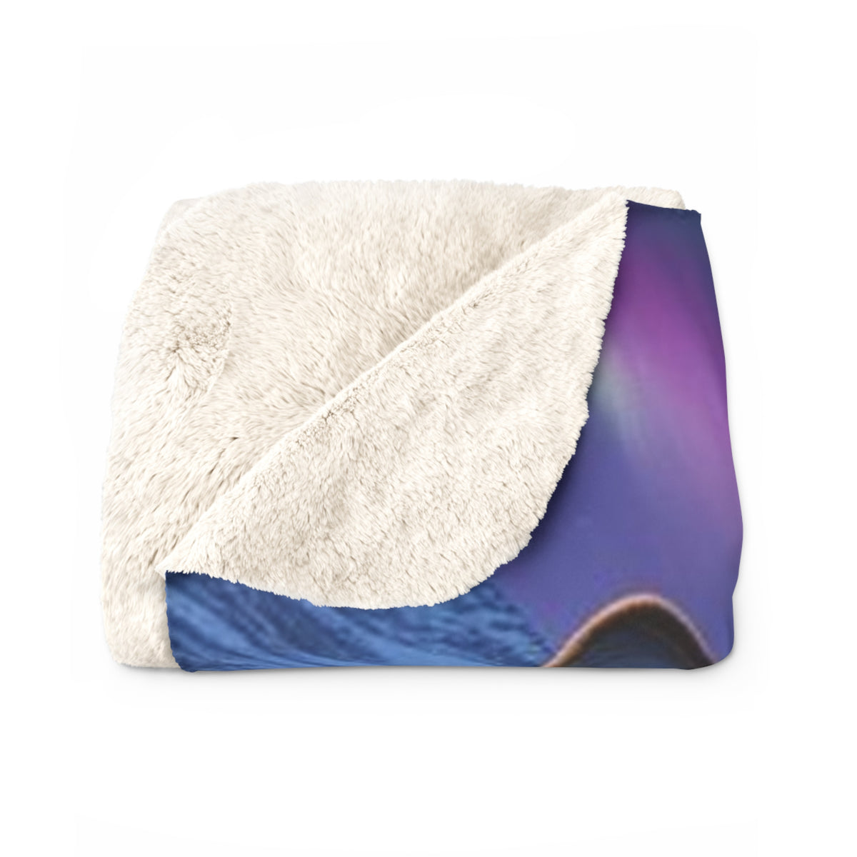 Aurora Wolf Sherpa Blanket — Cozy Northern Lights Fleece for Nature & Animal Lovers