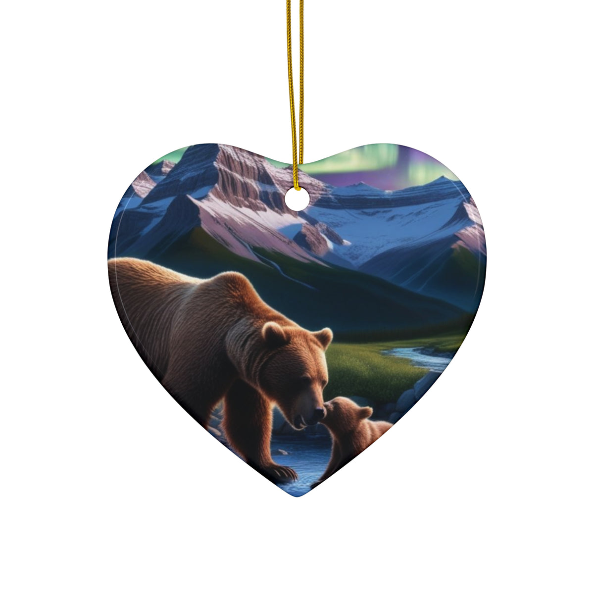 Bear Family Ceramic Ornament — Star-Shaped Keepsake Christmas Decoration