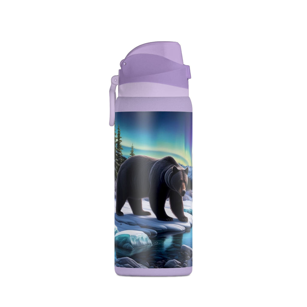 32oz Insulated Water Bottle — Northern Lights Bear Scene