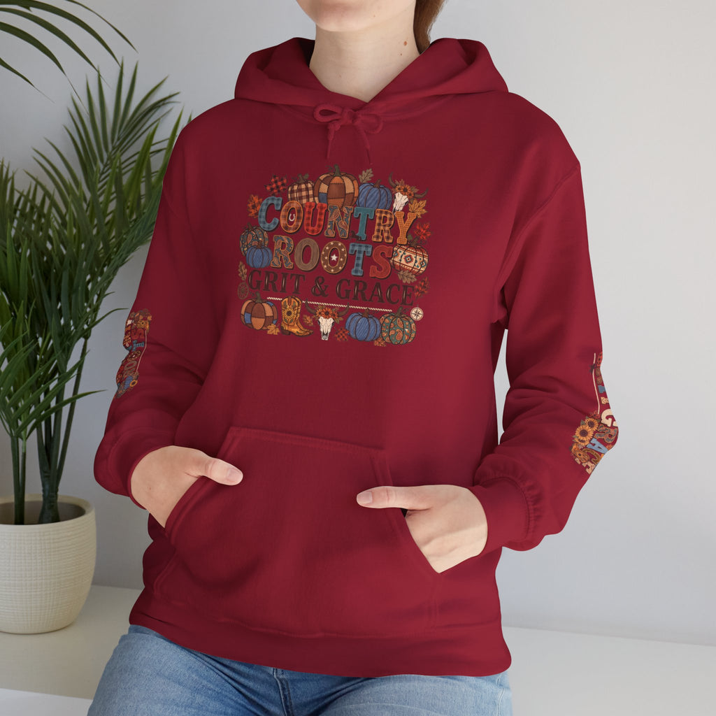 Country Roots Hoodie — "Grit & Grace" Floral Western Sweatshirt