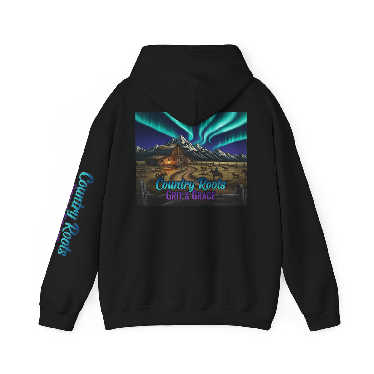 Country Roots Hoodie — Northern Lights Cabin Graphic Pullover