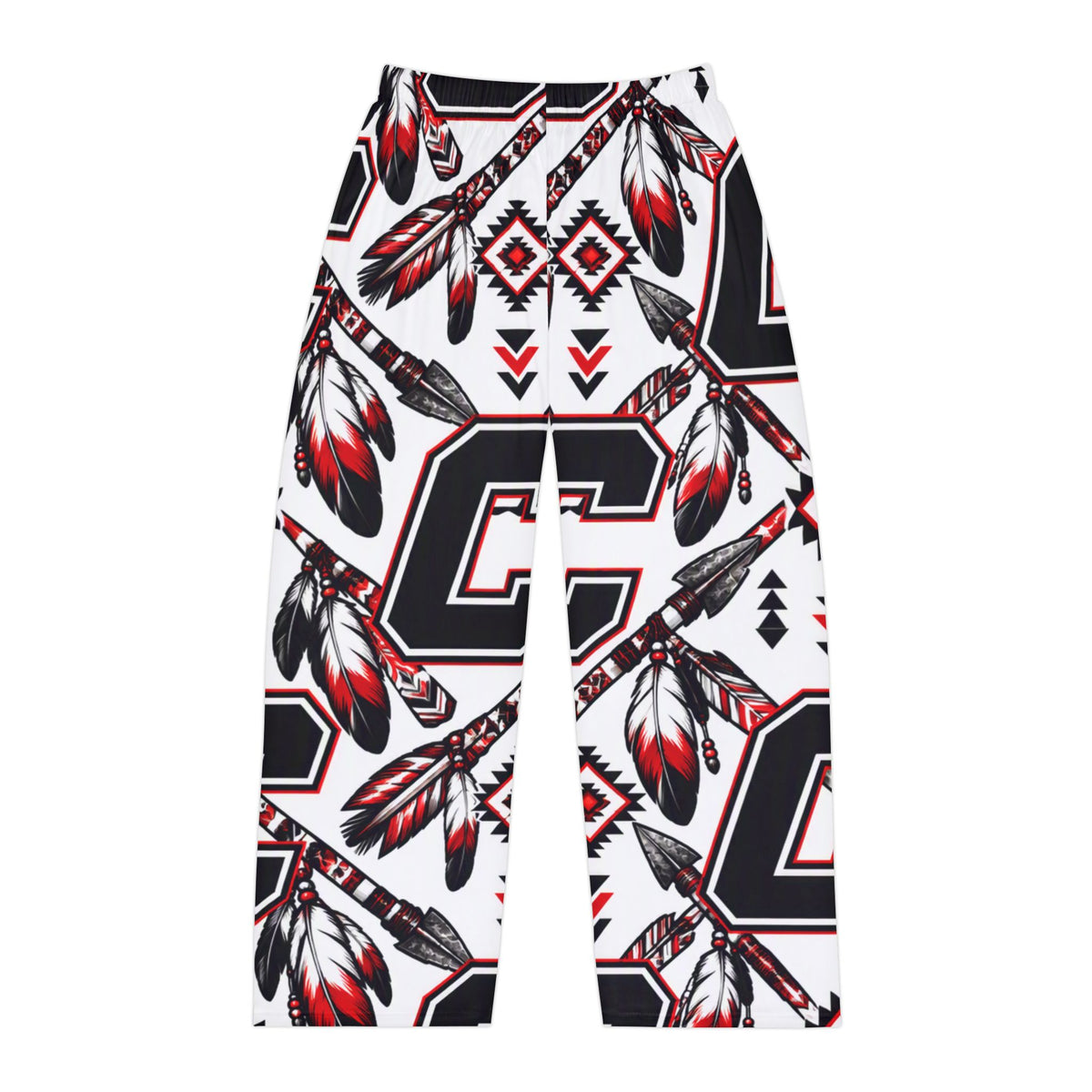 Native Feather Pattern Pajama Pants — All-Over Print Men's Lounge Pants