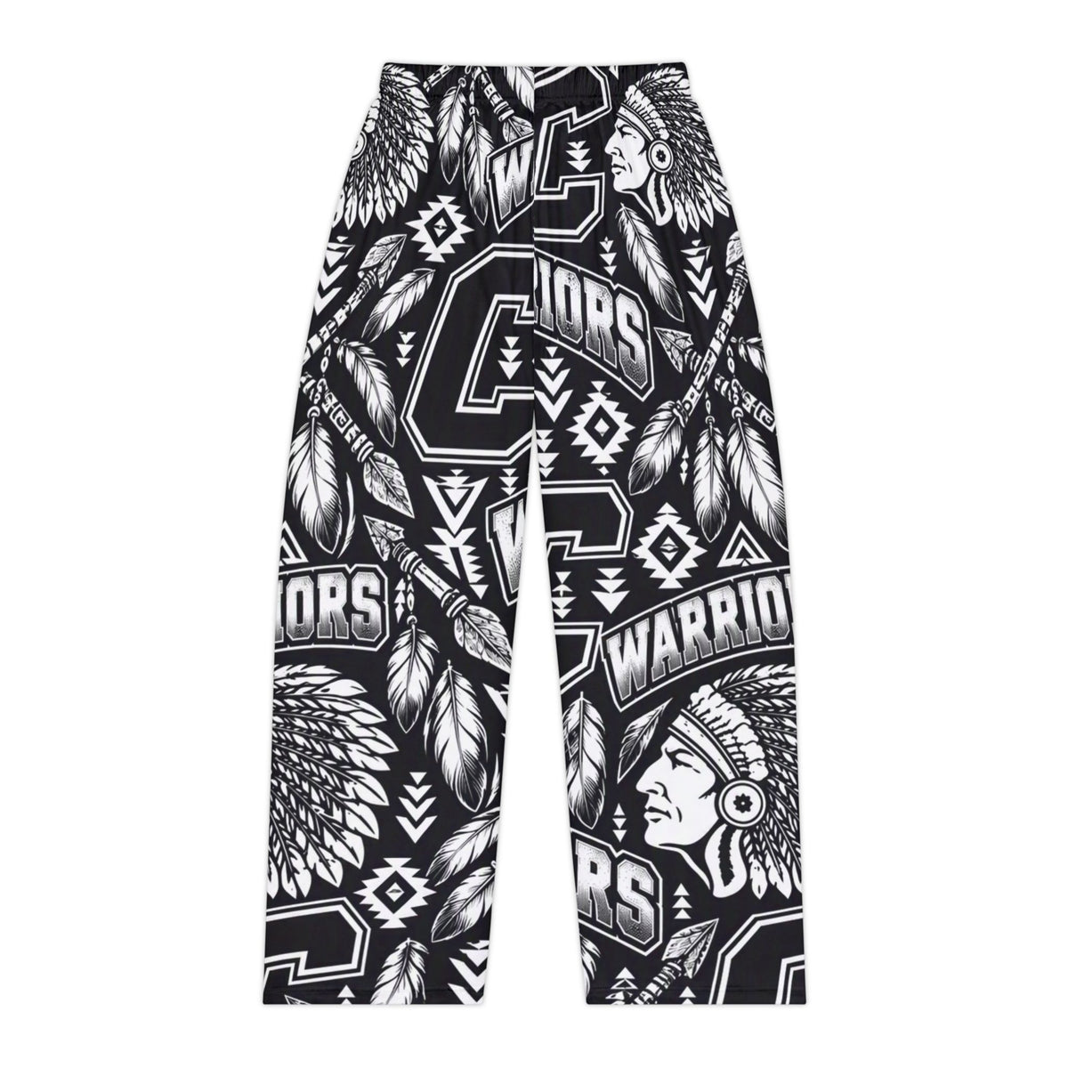 Carrollton Warriors Pattern Women's Pajama Pants — Black & White Native-Inspired All-Over Print