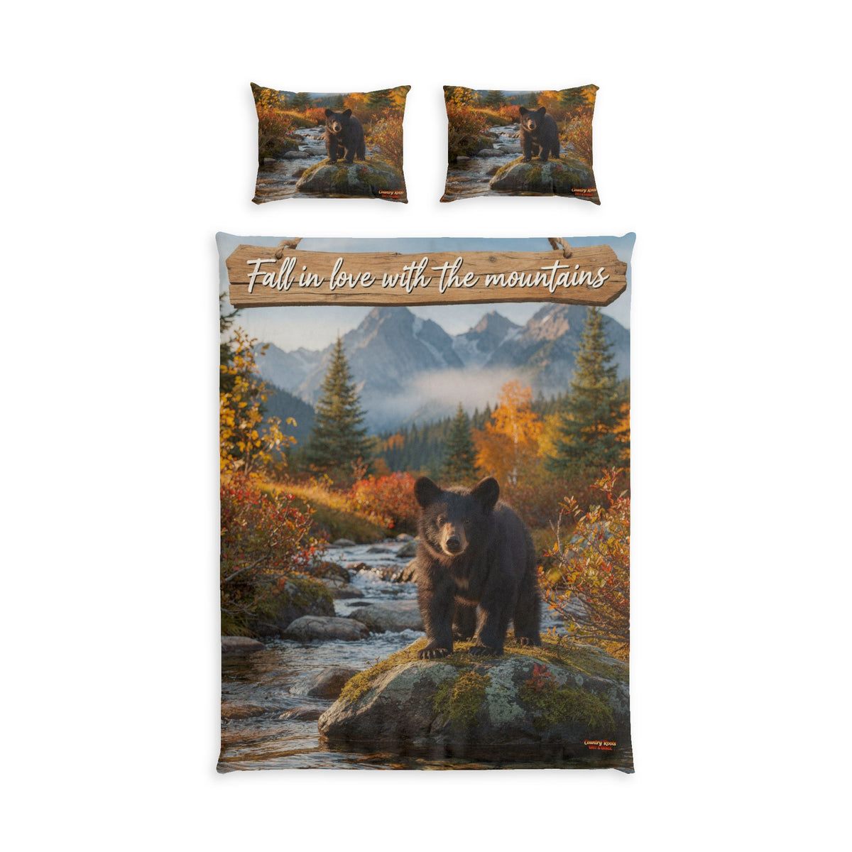 Bear Mountain Cotton Bed Set - "Fall in love with the mountains" Scenic Bedding