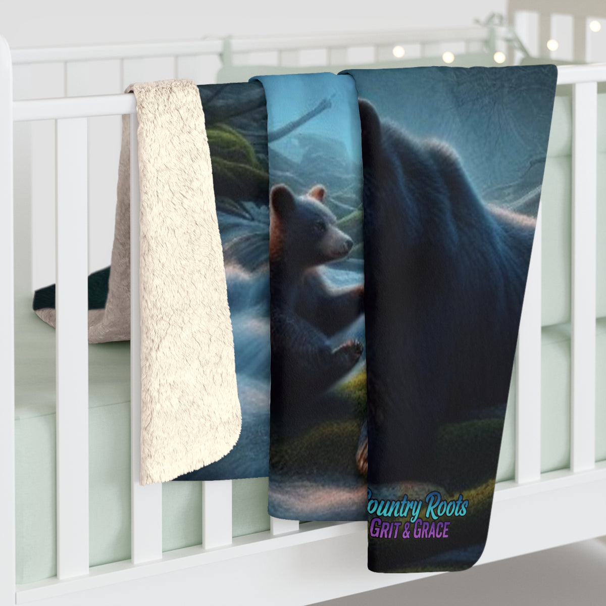 Aurora Bears Sherpa Blanket — Cozy Woodland Night Throw