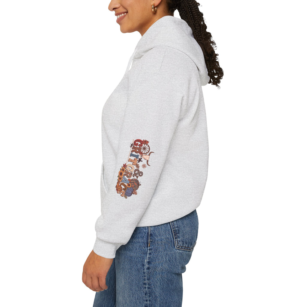 Country Roots Hoodie — "Grit & Grace" Floral Western Sweatshirt