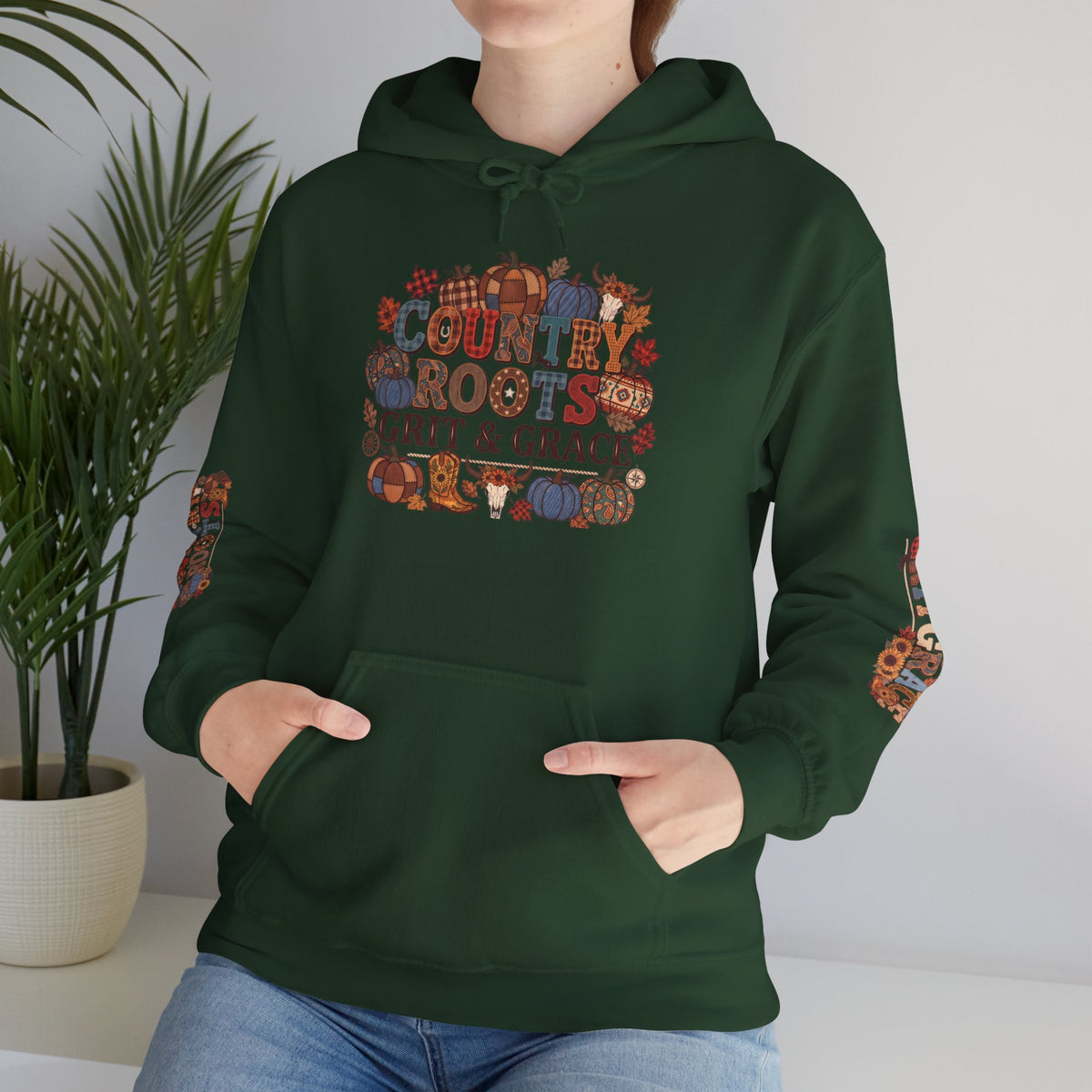 Country Roots Hoodie — "Grit & Grace" Floral Western Sweatshirt