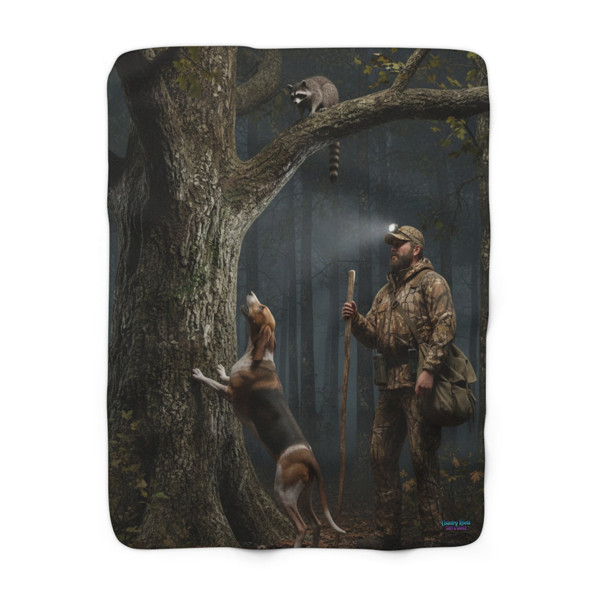 Hunter and Hound Sherpa Blanket — Camouflage Outdoorsman Throw