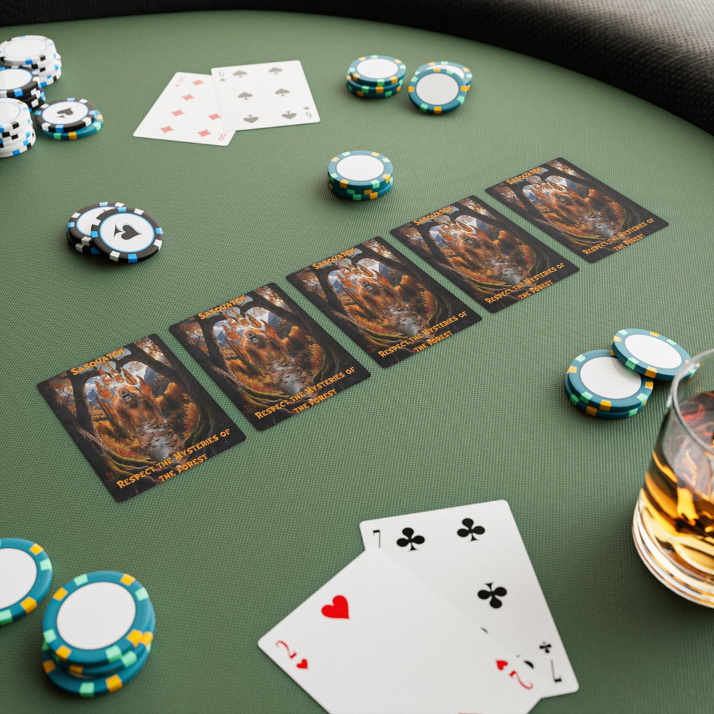 Sasquatch/Bigfoot Fall Poker Cards "Respect the Mysteries of the Forest"
