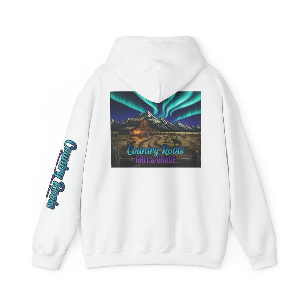 Country Roots Hoodie — Northern Lights Cabin Graphic Pullover