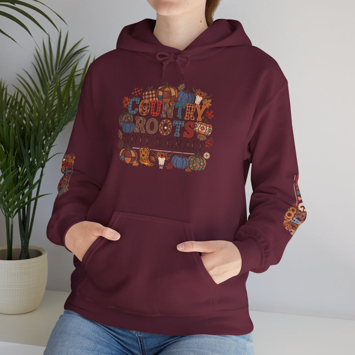 Country Roots Hoodie — "Grit & Grace" Floral Western Sweatshirt