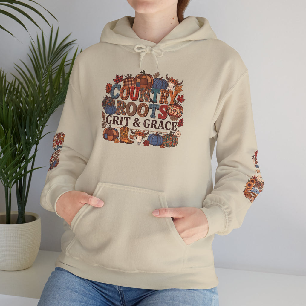Country Roots Hoodie — "Grit & Grace" Floral Western Sweatshirt
