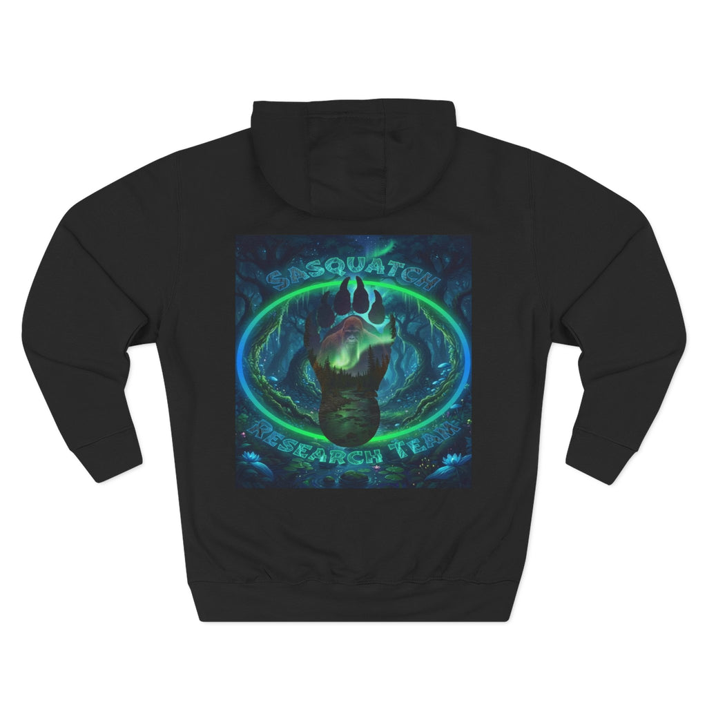 Sasquatch Research Team Hoodie — Cryptid Paw Logo Fleece Pullover