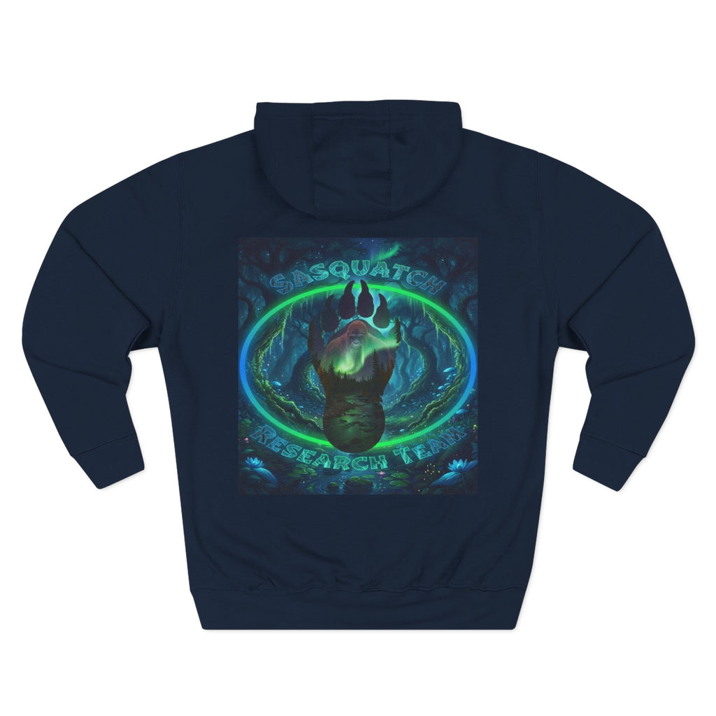 Sasquatch Research Team Hoodie — Cryptid Paw Logo Fleece Pullover