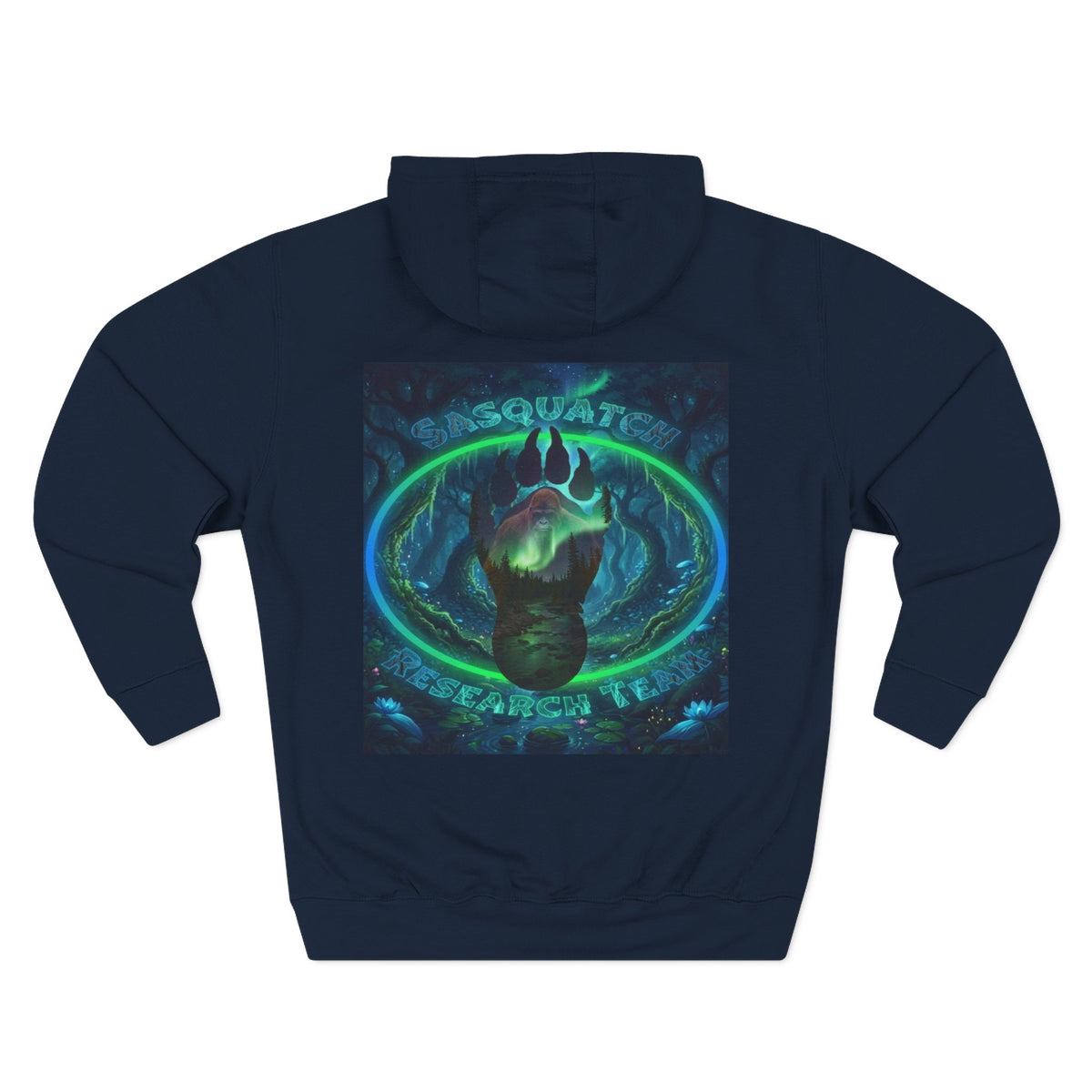 Sasquatch Research Team Hoodie — Cryptid Paw Logo Fleece Pullover