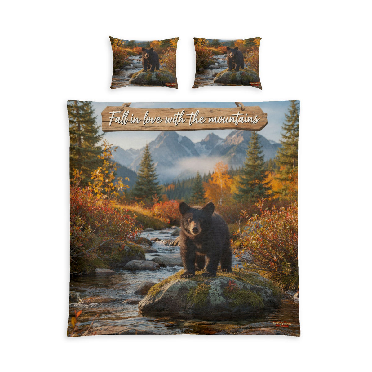 Bear Mountain Cotton Bed Set - "Fall in love with the mountains" Scenic Bedding