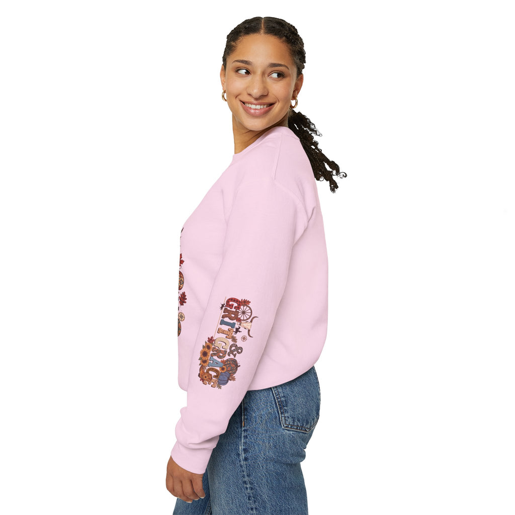Country Roots Crewneck Sweatshirt — "Grit & Grace" Rustic Pumpkin Fall Design