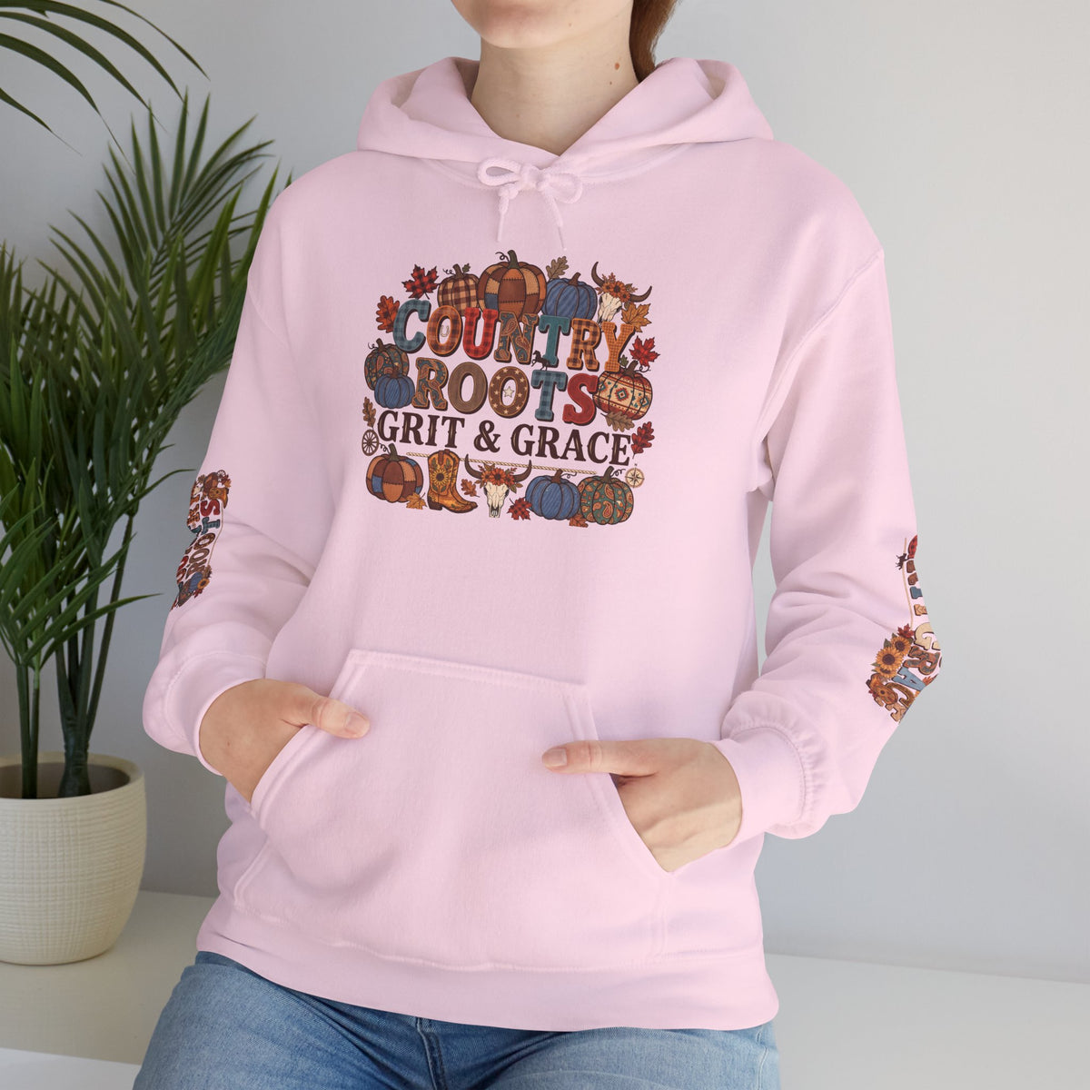 Country Roots Hoodie — "Grit & Grace" Floral Western Sweatshirt