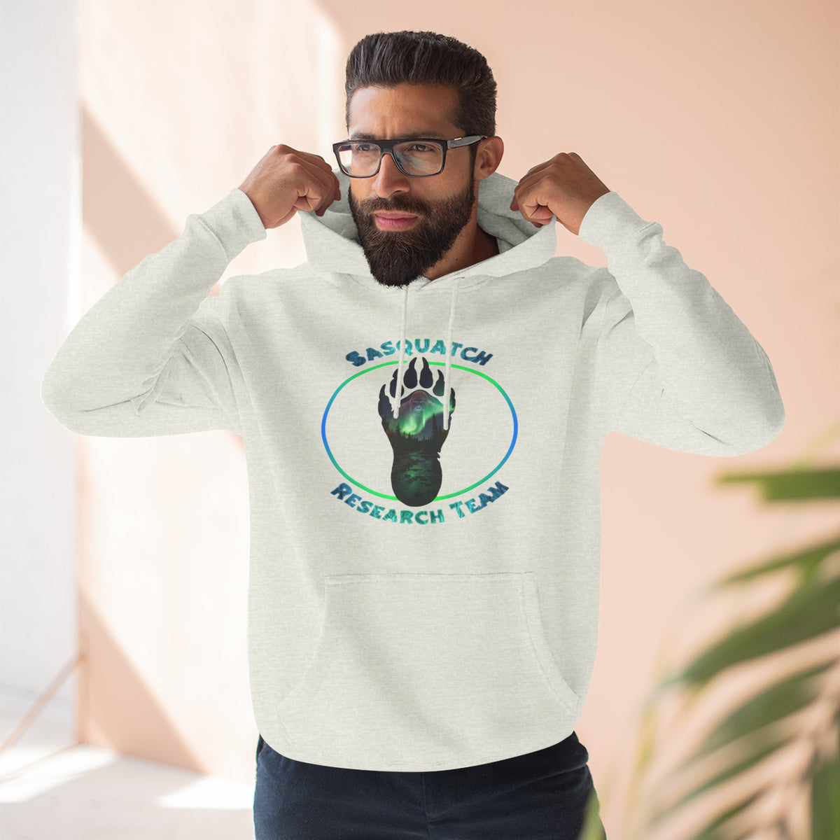 Sasquatch Research Team Hoodie — Cryptid Paw Logo Fleece Pullover