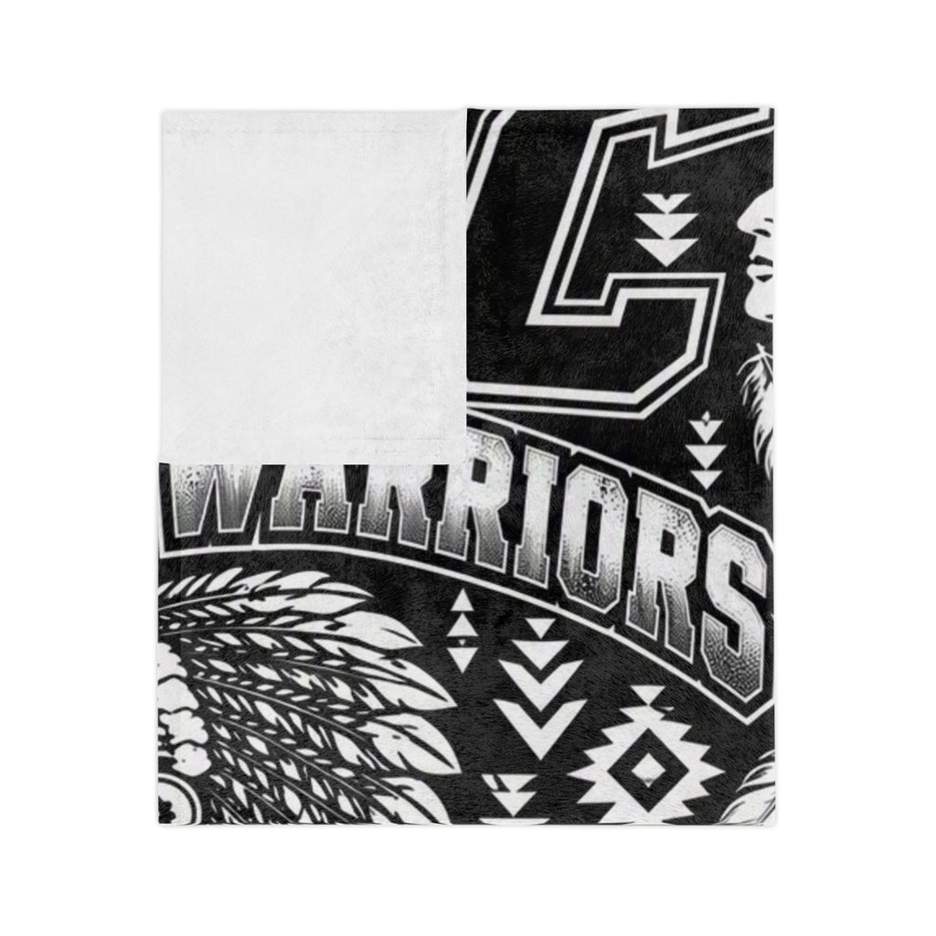 Warriors Native-Inspired Black and White Velveteen Microfiber Blanket