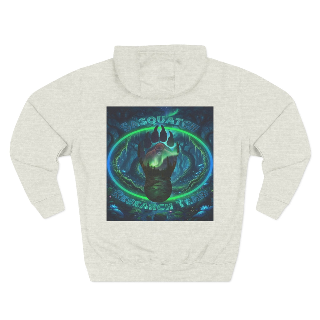 Sasquatch Research Team Hoodie — Cryptid Paw Logo Fleece Pullover