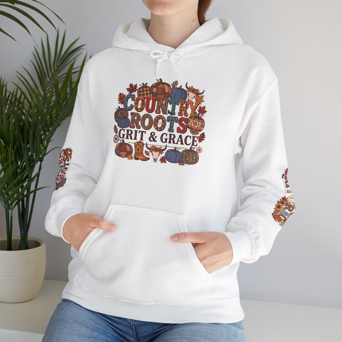Country Roots Hoodie — "Grit & Grace" Floral Western Sweatshirt