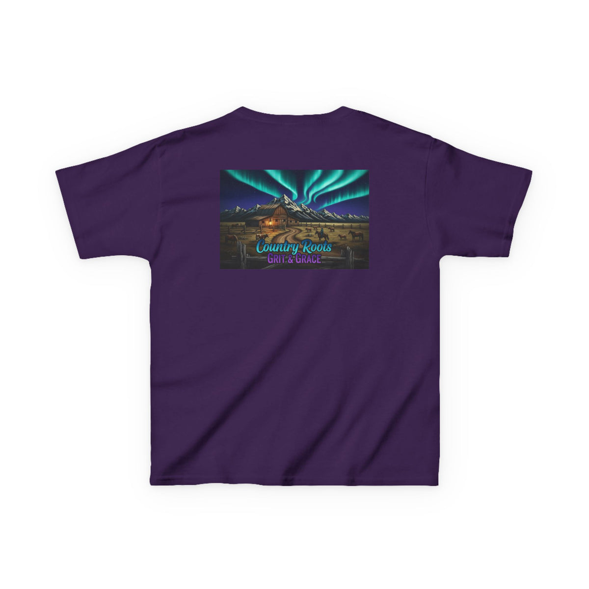 Kids Tee — Northern Lights Cabin Graphic "Country Roads, Take Me Home"