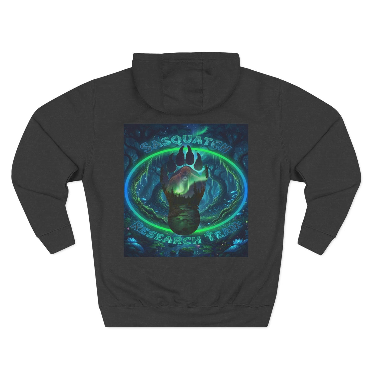 Sasquatch Research Team Hoodie — Cryptid Paw Logo Fleece Pullover