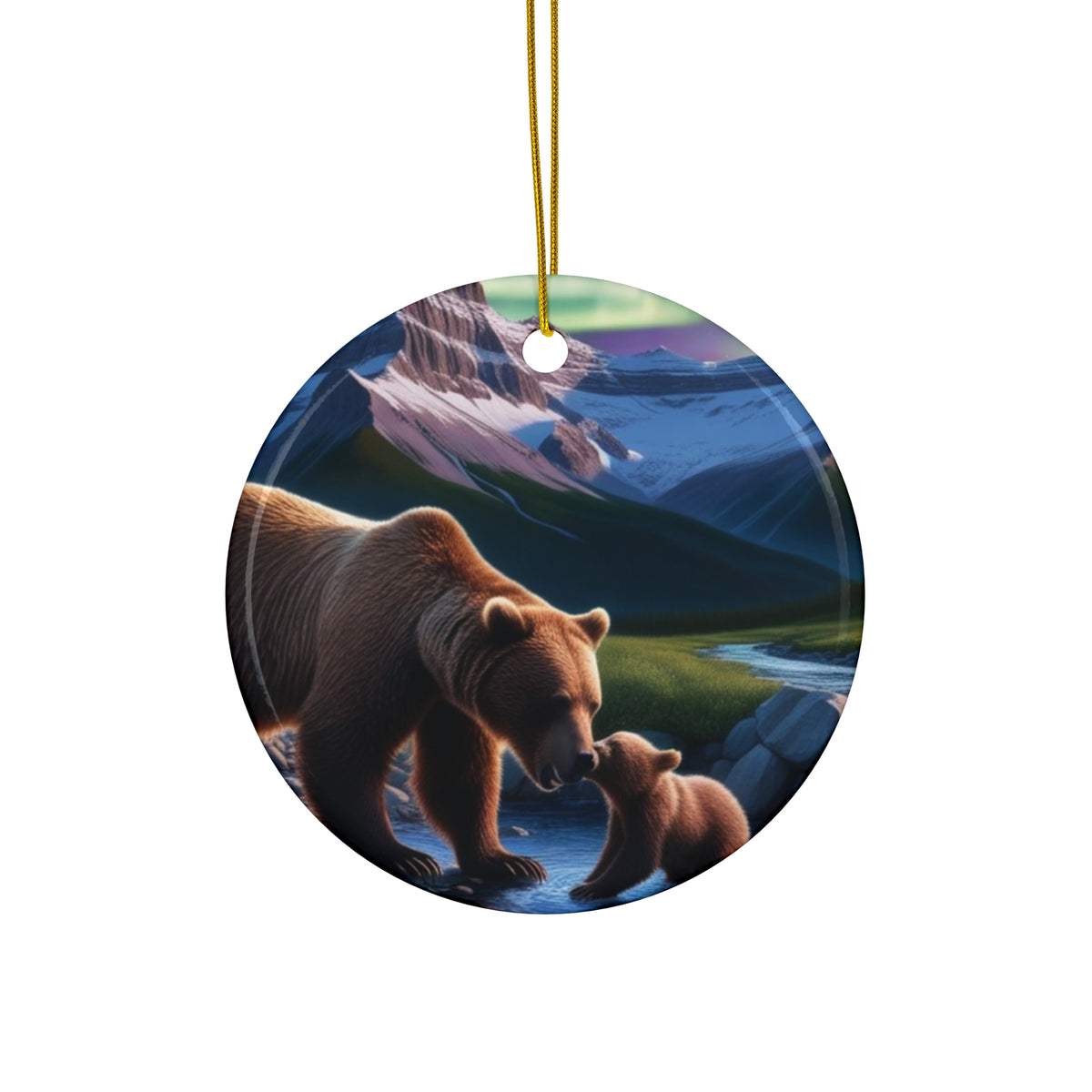 Bear Family Ceramic Ornament — Star-Shaped Keepsake Christmas Decoration
