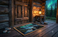 Welcome Bear Waterscape Outdoor Rug — Welcome Doormat with Bear and Waterfall